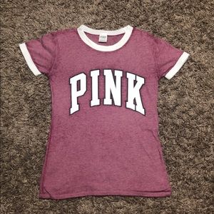 Juniors PINK ringer tshirt XS